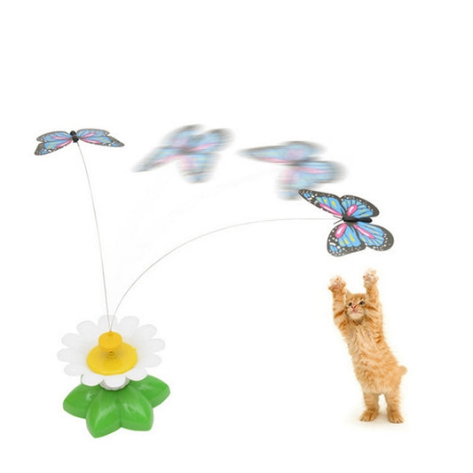 Electric Butterfly Flying Around The Flower Cat Toy