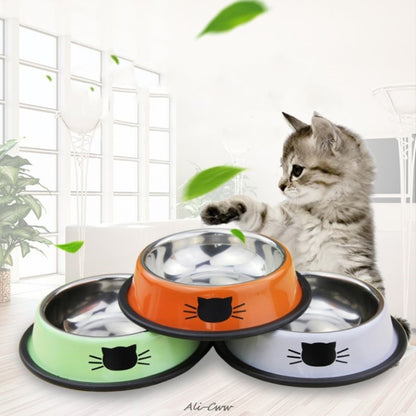 Non-slip Pet Stainless Steel Painted Cat Food Feeder