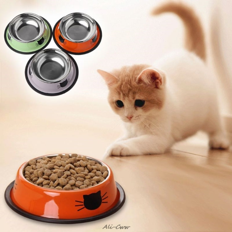 Non-slip Pet Stainless Steel Painted Cat Food Feeder