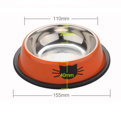 Non-slip Pet Stainless Steel Painted Cat Food Feeder