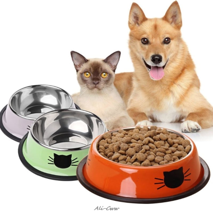 Non-slip Pet Stainless Steel Painted Cat Food Feeder