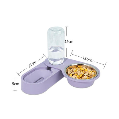 Dog Cat Food Bowl Folding Rotating Double Bowl