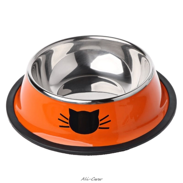 Non-slip Pet Stainless Steel Painted Cat Food Feeder